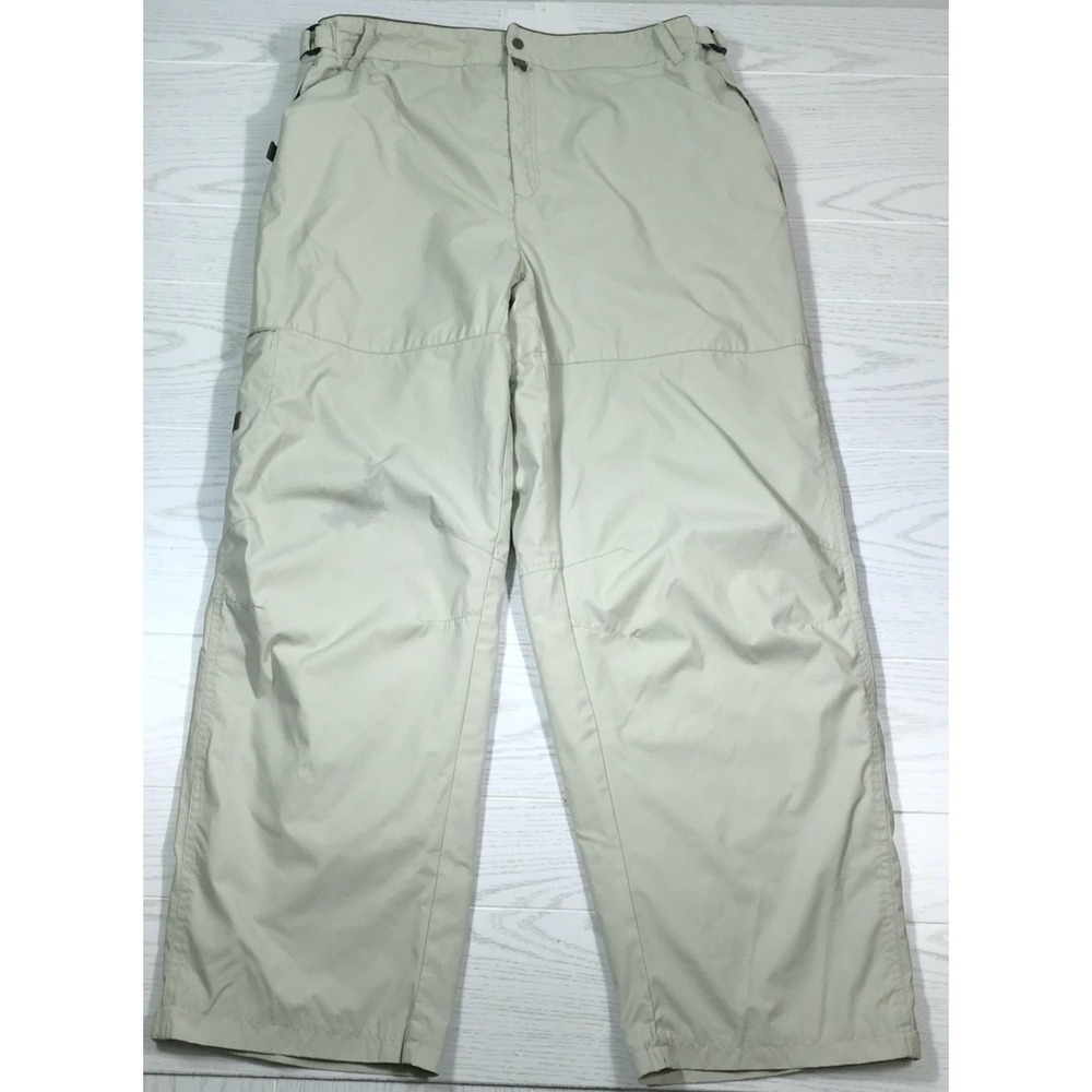 Sports Afield Fishing Pants Men XXL 40 Beige Nylon Baggy Mesh Lined Adjust Waist